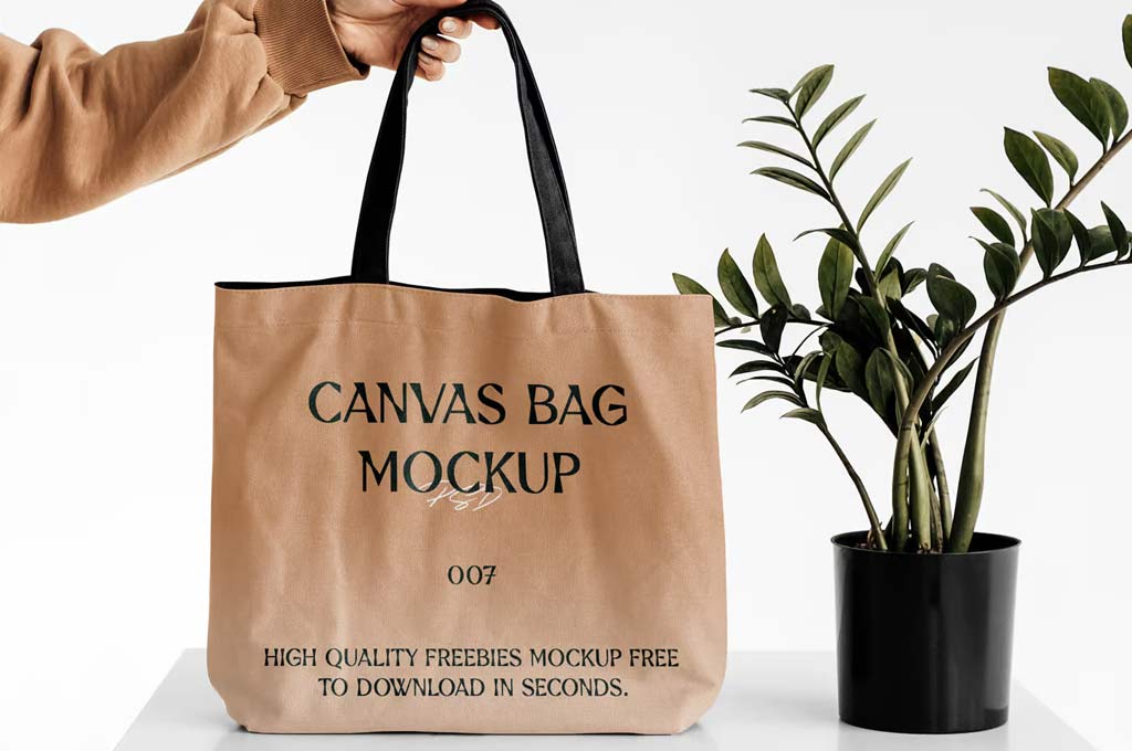 Women Holding Big Canvas Bag Mockup