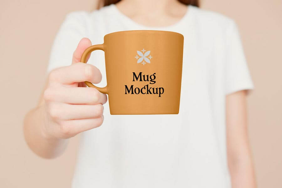 Women Holding Big Mug Mockup