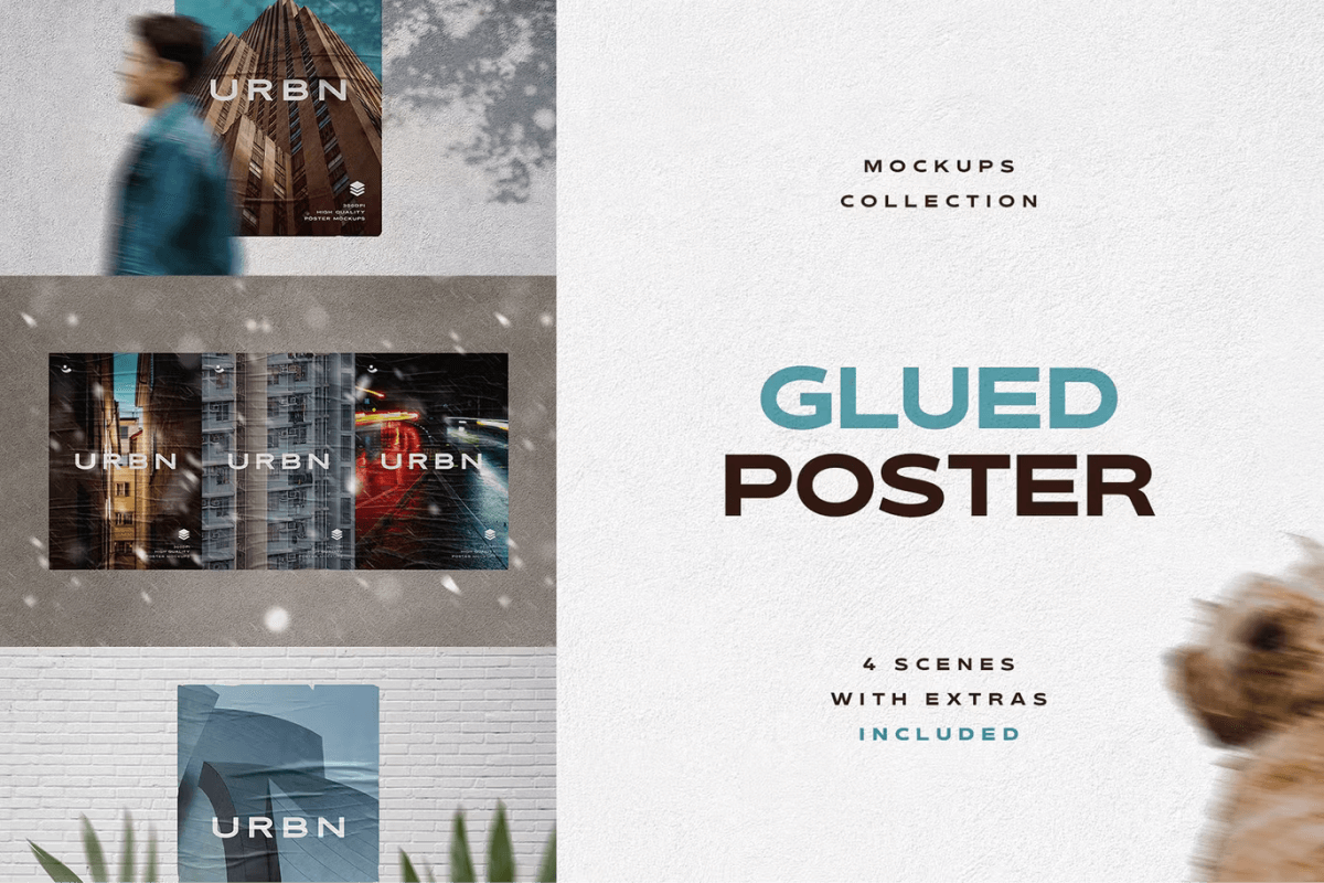 Glued Poster Mockups