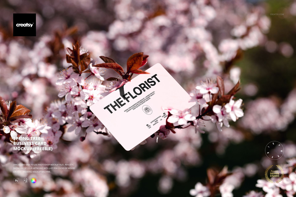 Spring Tree Business Card Mockup