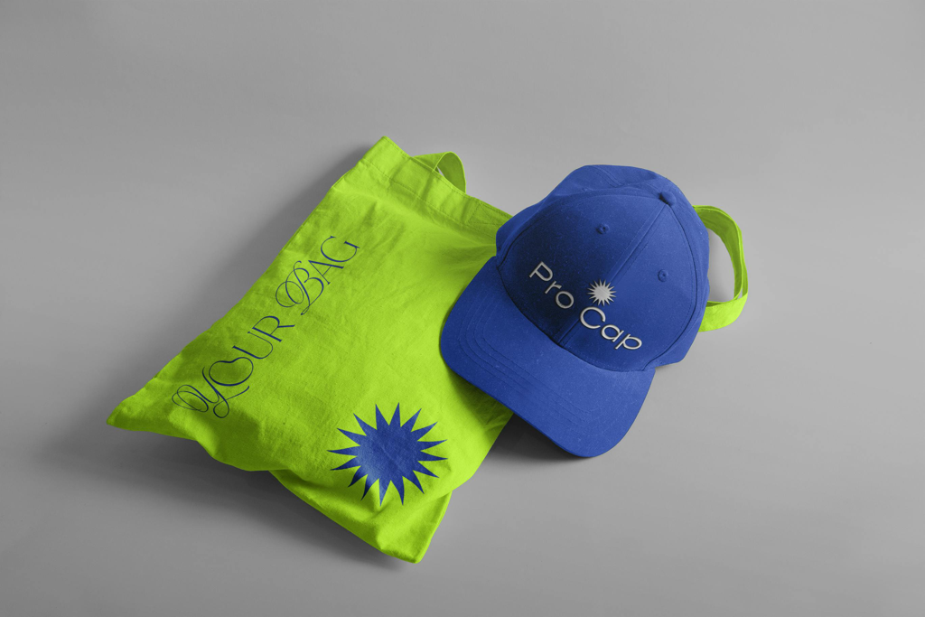 Tote Bag and Hat Mockup