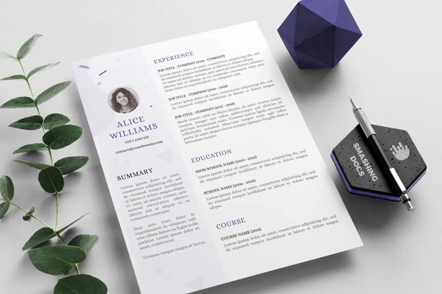 Free Purple Resume Template